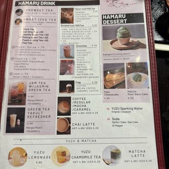 Hamaru Ramen and Handroll - Drink menu! - Ramen Near Me - Killeen, Texas