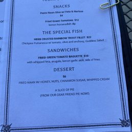 Todays specials menu Todays specials menu