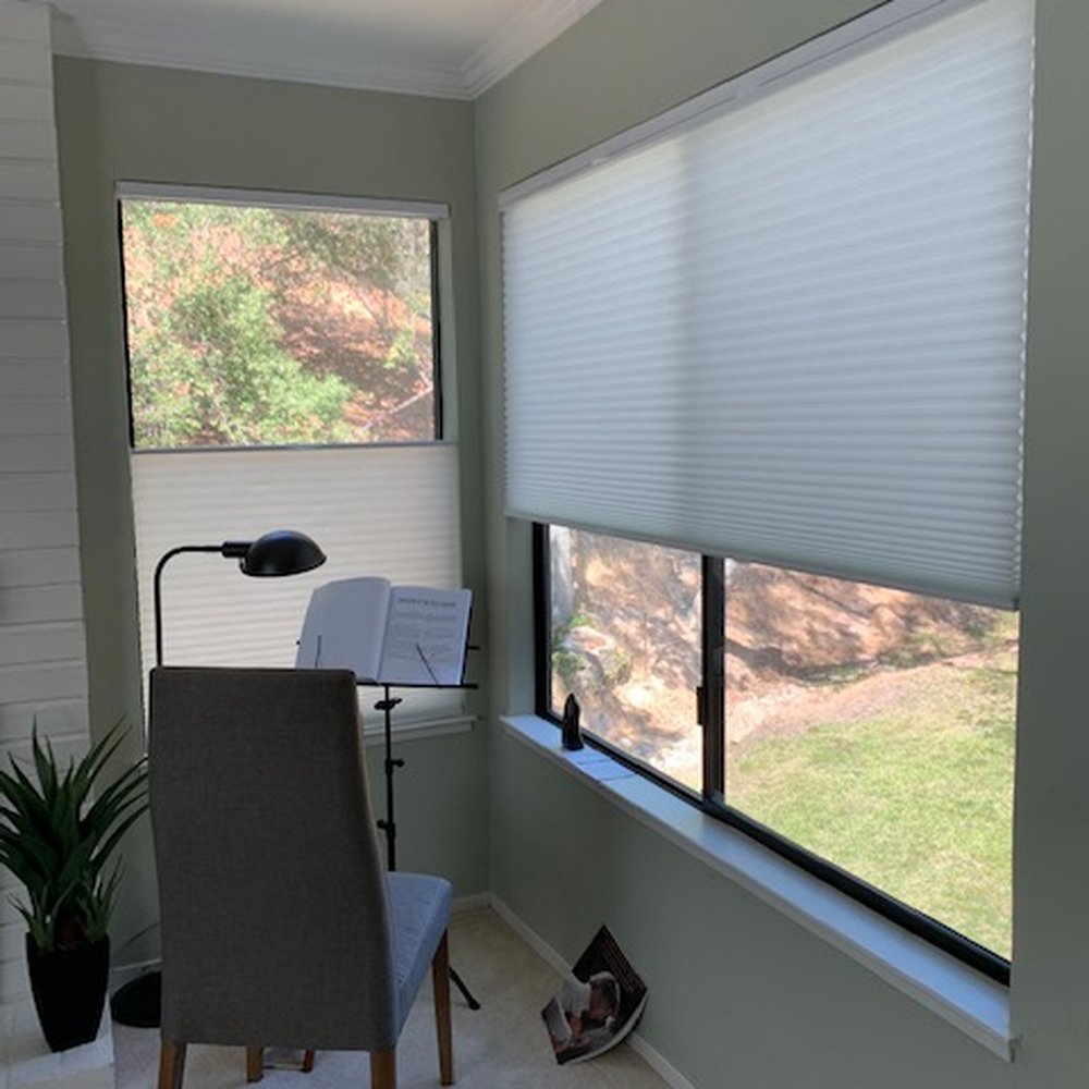Miller Window Covering - Honeycomb Cordless Lift Bella Vista 3501 Brisk White - showing  Top-down and Bottom-up - Shades & Blinds Near Me