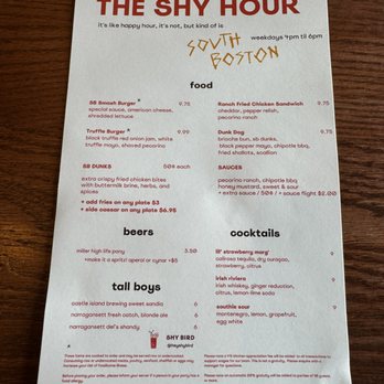 Shy Bird - "Happy hour" - Salad Near Me - Boston, Massachusetts