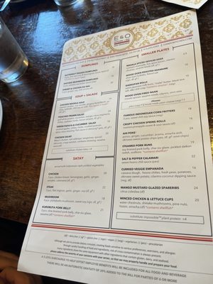 Menu photo 4 E&O Kitchen and Bar San Francisco, CA
