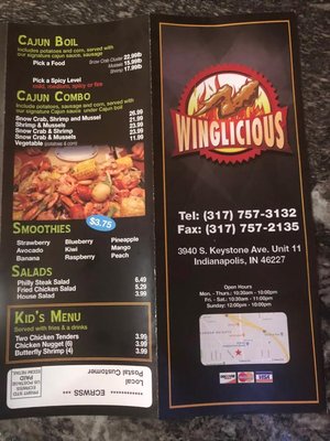 Menu photo 3 Winglicious Indianapolis, IN