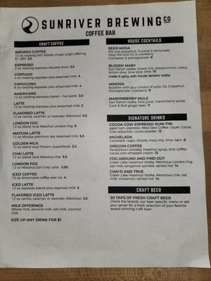 Menu photo 1 Sunriver Brewing - Eastside Pub Bend, OR Menu photo 1 Sunriver Brewing - Eastside Pub Bend, OR