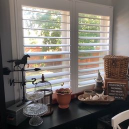 Beautiful custom plantation shutters!  Perfectly fitted for the windows and surrounding furniture!