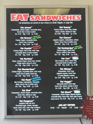 Menu photo 3 Fat Shack Colorado Springs, CO