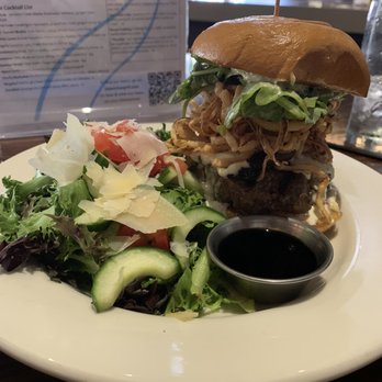 Downriver Grill - DR. G'S GOURMET BURGER w side salad - Breakfast & Brunch Near Me - Spokane, Washington