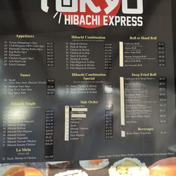 Tokyo Hibachi Express - Hibachi and Sushi menu