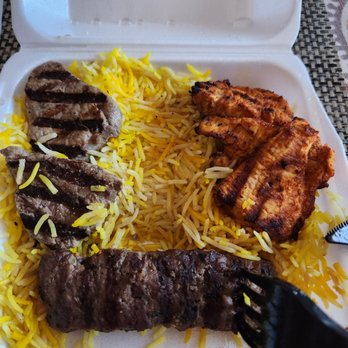 Zuki's Pita - Combo Beef and Chicken Kabob and beef Kafta over yellow rice! Scrumptious!! No joke best I've had in years! You can taste the love! - Mediterranean Near Me - Phoenix, Arizona Zuki's Pita - Combo Beef and Chicken Kabob and beef Kafta over yellow rice! Scrumptious!! No joke best I've had in years! You can taste the love! - Mediterranean Near Me - Phoenix, Arizona