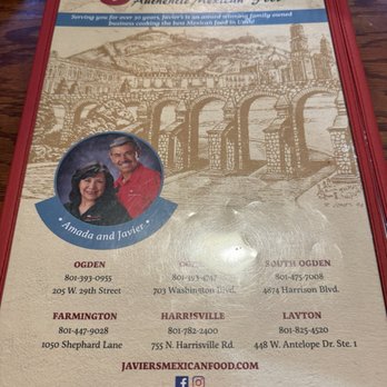 Javier's - Menu - Mexican Near Me - Ogden, Utah