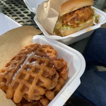 Daddy’s Chicken Shack - Waffle Daddy Sandwich and Nashville Daddy Sandwich (mild) - Chicken Shop Near Me - Colleyville, Texas