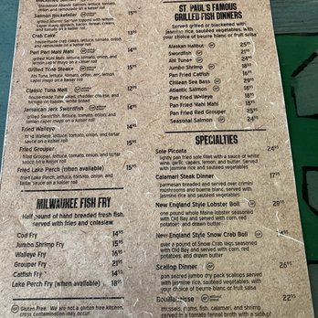 St Paul Fish Company - Menu - Seafood Near Me - Milwaukee, Wisconsin