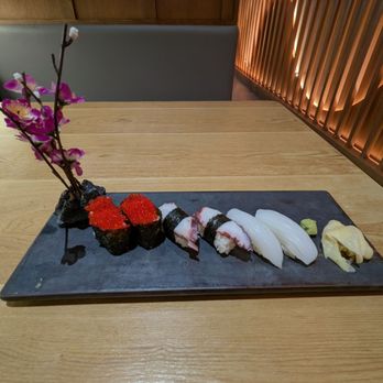 Kanji Sushi AYCE - L to R: Flying fish roe; octopus and squid. Awesome. - Sushi Bars Near Me - West Springfield, Virginia Kanji Sushi AYCE - L to R: Flying fish roe; octopus and squid. Awesome. - Sushi Bars Near Me - West Springfield, Virginia