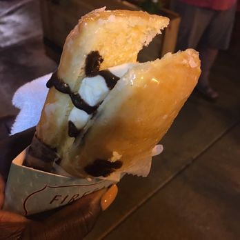 Firecakes Donuts - Ice cream sandwich!!!!! With chocolate sauce! - Bakeries Near Me - Chicago, Illinois