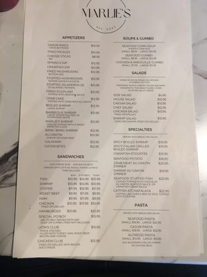 Menu photo 4 Marlie’s Restaurant French Settlement, LA Menu photo 4 Marlie’s Restaurant French Settlement, LA