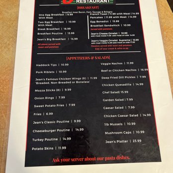 Jean's Restaurant - Menu summer 2022 - Diners Near Me - Moncton, New Brunswick Jean's Restaurant - Menu summer 2022 - Diners Near Me - Moncton, New Brunswick