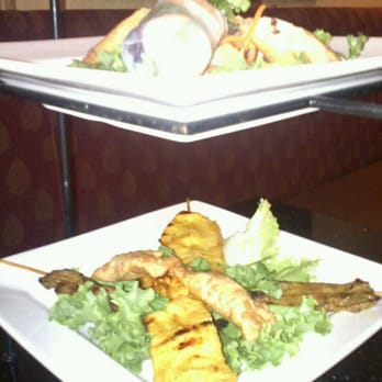 Thai Bamboo Bistro - Sampler: 2 of each: spring rolls, summer rolls, chicken and beef satay, curry puffs. - Thai Near Me - Irvine, California Thai Bamboo Bistro - Sampler: 2 of each: spring rolls, summer rolls, chicken and beef satay, curry puffs. - Thai Near Me - Irvine, California