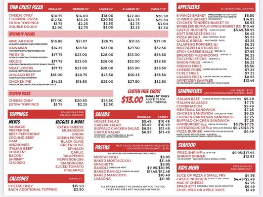 Menu photo 2 Pizza Castle Hickory Hills, IL