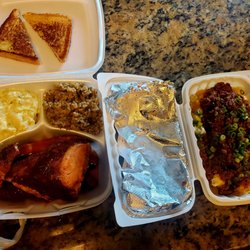 Guillory’s Barbeque - Three meat and brisket baked potato