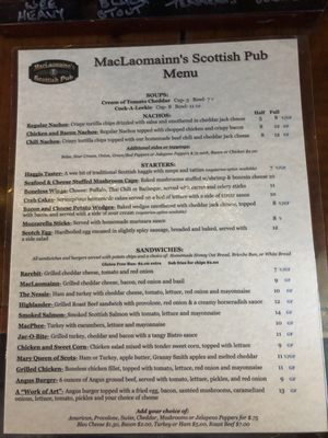 Menu photo 2 MacLaomainn's Scottish Pub Chester, VT