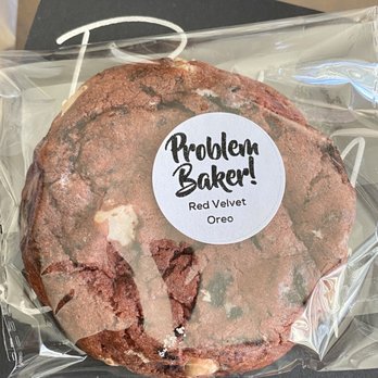 Problem Baker - 04.08.23 Red Velvet Oreo - red w/ pretty white chocolate chip contrast, mixed w/ crunchy pieces of Oreo and cookies n cream Yum! - Pop-up Shops Near Me - Bensalen, Pennsylvania