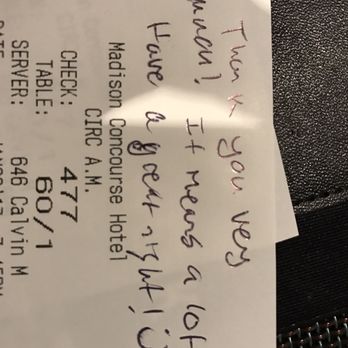 CIRC - Wrote a little note to our server and he wrote one back!!! - Breakfast & Brunch Near Me - Madison, Wisconsin