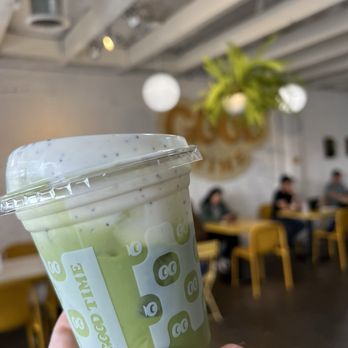 Good Time - Lemon poppy seed cold foam iced matcha - Coffee & Tea Near Me - Long Beach, California