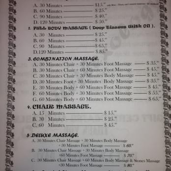 Foot Reflexology - This is the price list for their services as of 6/9/13 - Massage Therapy Near Me - Bakersfield, California
