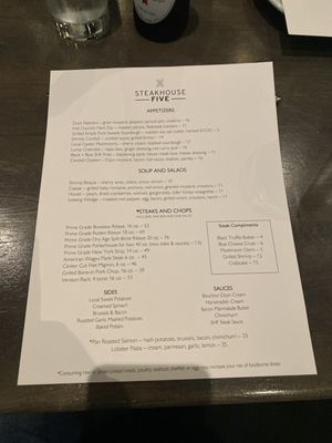 Menu photo 2 Steakhouse Five Murfreesboro, TN