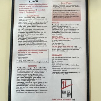Real Deal Cafe - Back of menu - Breakfast & Brunch Near Me - Medford, Oregon Real Deal Cafe - Back of menu - Breakfast & Brunch Near Me - Medford, Oregon