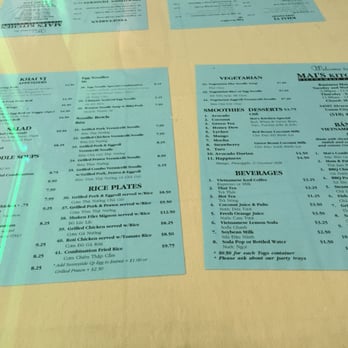 Mai's Kitchen - Menu is on the table under the glass - Vietnamese Near Me - Union City, California Mai's Kitchen - Menu is on the table under the glass - Vietnamese Near Me - Union City, California
