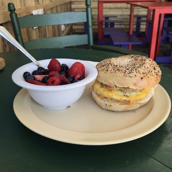 Mr Bumbles Cafe - Sausage egg and cheese with a side of fresh fruit! - Cafes Near Me - Albany, New York