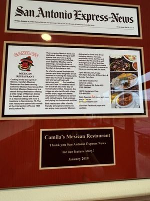 Menu photo 1 Camila's Mexican Restaurant San Antonio, TX