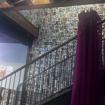 Social Beer Garden HTX - Beer can stairs decor. Leads to the rooftop. - Beer Bar Near Me - Houston, Texas