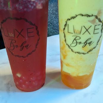 Luxe Boba - Red dragon (left) golden tiger (right) - Coffee & Tea Near Me - San Diego, California Luxe Boba - Red dragon (left) golden tiger (right) - Coffee & Tea Near Me - San Diego, California