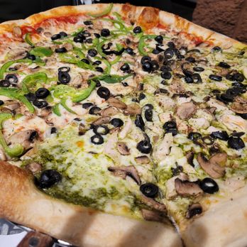 NYPD Pizza - Half mushroom, black olive, & chicken with pesto pizza was delicious - Pizza Near Me - Scottsdale, Arizona NYPD Pizza - Half mushroom, black olive, & chicken with pesto pizza was delicious - Pizza Near Me - Scottsdale, Arizona