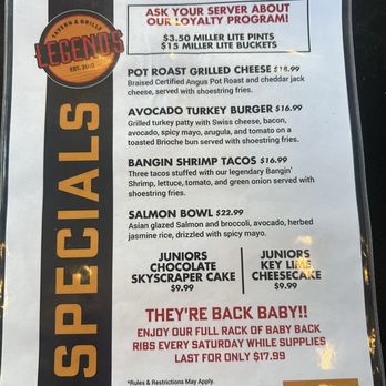 Legends Tavern & Grille - Menu - Burgers Near Me - Pompano Beach, Florida Legends Tavern & Grille - Menu - Burgers Near Me - Pompano Beach, Florida