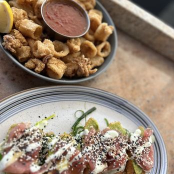 Rooney's Oceanfront Restaurant - Tuna Bruschetta and Fried Calamari - Seafood Near Me - Long Branch, New Jersey