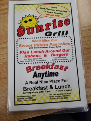 Menu photo 8 Sunrise Grill Martinez, GA Menu photo 8 Sunrise Grill Martinez, GA