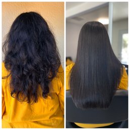 Before After picture of Keratin treatment.
