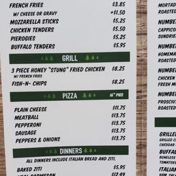 the menu for the restaurant