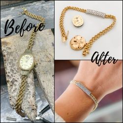 Churchwell’s Jewelers - before and after of a customer's watch turned into a diamond bracelet