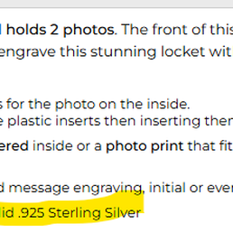 another section of listing stating solid sterling silver." Listing does not disclose mixed metals another section of listing stating solid sterling silver." Listing does not disclose mixed metals