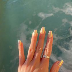 Angel Nail Salon - Acrylic full set with pink chrome