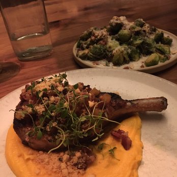 Finch & Fork - Pork chop and brussels sprouts - New American Near Me - Santa Barbara, California