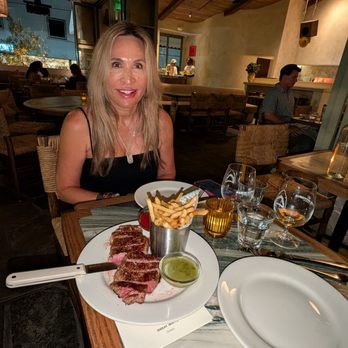 Great White - Kristina enjoying Steak Frites 10oz - American Near Me - Manhattan Beach, California Great White - Kristina enjoying Steak Frites 10oz - American Near Me - Manhattan Beach, California