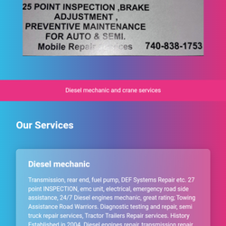 M&T Mobile Mechanics and Crane - https://mtdieselmobile.com/