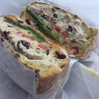 Yo-Way Eatery - "TUNA DELIGHT" on cranberry with provolone, avocado and sweet jalapeño sauce. Very delicious - Juice Bars & Smoothies Near Me - Gardena, California