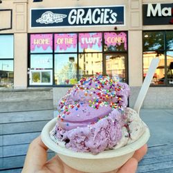Gracie's Ice Cream - Black raspberry and espresso chip scoops