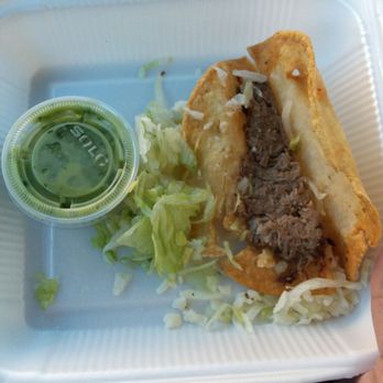 Taco Station - Disappointed with this taco! Very lil meat, a lil splash of lettuce and pinch of shredded cheese. - Mexican Near Me - Riverside, California