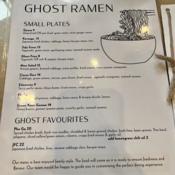 Ghost Ramen - Menu - Ramen Near Me - Victoria, British Columbia